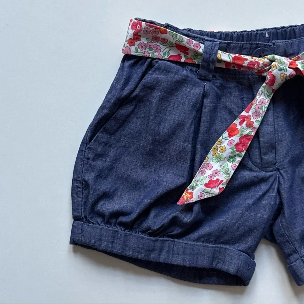 Jacadi Girls Liberty Floral Belted Denim Shorts - Size 2Y - Picture 3 of 10